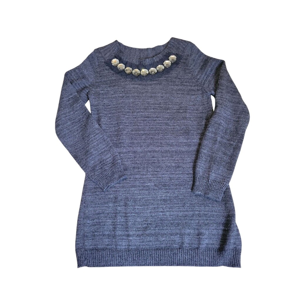 Women's Size Medium Simply Vera Sweater Tunic Dark Gray with Gems